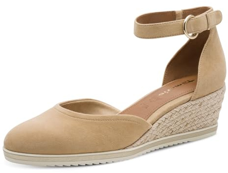 Tamaris Damen Keilpumps, Frauen Pumps,TOUCHit-Fußbett,Leder,Weiss,Rose,Touch-it,beige,rot,rosa,atmungs-aktiv,bequem,breit,elegant,TAN,42 EU