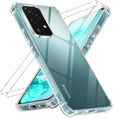 Vauki Cover per Honor 200 Lite 5G Trasparente con 2 Pellicola Protettivo, Custodia Antiurto Ultra Sottile TPU Silicone Morbido, Bumper Resistente Anti-Graffio Clear Case per Honor 200 Lite 6.7
