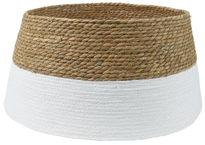 Kaemingk Weihnachtsbaumrock aus Gras 57x28cm für Bäume bis 180cm 1 Stück - Weihnachtsbaumständer - Christbaumständer Hülle - Weihnachtsbaumdecke - Weihnachtsbaumkragen - Tannenbaum Korb - Natur/Weiß