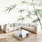 Papier Peint Intissé 300 x 210 cm - Panoramique Image Peinture À L'Encre De Chine Bambou Maison Chambre Déco Photo Murale Décorative Tenture Murale pour Appartement Décoration Salon