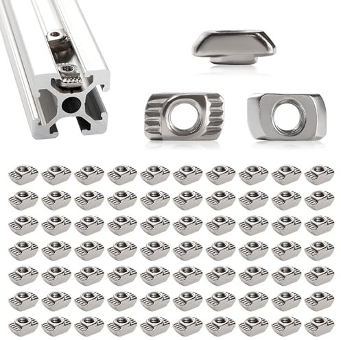 Lyeteung 70 Piezas 20 Series M4 Tuercas en T, Tuercas de Cabeza de Martillo, Tuercas Ranuradas en T de Acero al Carbono, para Perfil de Extrusión de Aluminio 20 Series