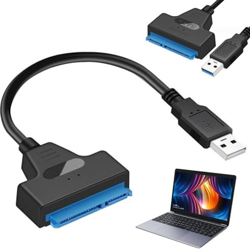 Cable Sata Vers USB 9,06 Pouces 6 Gbit/S 22 Broches USB 2.0 Pour Disque Dur SSD Externe 2.5 Pouces Vers Adaptateur Sata USB Avec LED Adaptateur USB Vers Sata Pour Ordinateur Adaptateur Disque Dur