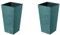 Stolmet Square Tall Modern Look Planter Flower Pot Set (2-Pack) - Indoor & Outdoor Garden Decor, Available in 5 Colours - Furu Design with Removable Insert (Scandinavian Blue, 60L)