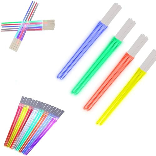 ZJHESXV 4 Palillos Chinos con luz LED, Palillos Chinos de Seguridad con luz LED con 9 Modos de Color, Palillos Chinos Reutilizables de Grado alimenticio Que cambian de Color