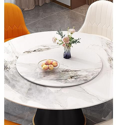 Plato giratorio de mármol para mesa de comedor, elegante patrón de color claro, 61 cm de diámetro