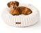 MEWOOFUN Hundebett Mittelgroße Hunde Waschbares, Donut Hundebett mit Rutschfester Unterseite, Hundebetten Großes Katzenbett Flauschig Beruhigendes Anti-Angst, weiß 64x64cm