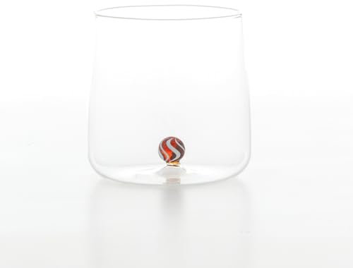 Zafferano Bilia Candy Lot de 4 verres à eau, avec une boule colorée à l'intérieur, 440 ml, 4 couleurs, passent au lave-vaisselle, jaune ambré