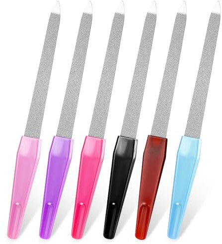 JIYIN 6 Pièces limes a ongles en Métal, Lime a Ongles Limes à ongles double face pour manucure et pédicure Utilisation à La Maison et au Salon