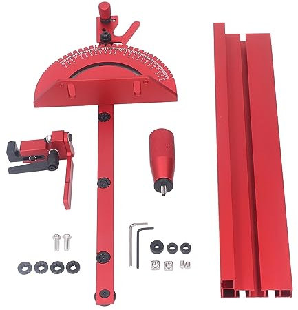 Klanata Calibre de inglete de precisión para sierra de mesa, ranura estándar de 3/4x3/8, con guía de inglete de aluminio y tope abatible de corte repetitivo, para herramientas