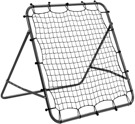 Rebounder Net Practise Football Training Net Soccer Kickback Target Goal Pro for Children Kids Play Teaching Equipment Adjustable Portable Soccer Door (Black, Single-Sided)