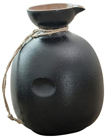 FUNNETOYU Tetera Para Sake Japonesa De Negra, Pequeña Capacidad 250 Ml, Diseño Antivertido, Adecuado Para Amantes Del Sake y Decoración Del Hogar