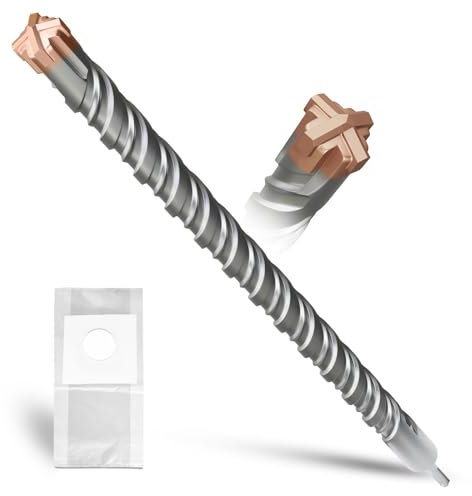 METOTY Punta per trapano SDS Plus, 35 mm x 600 mm, con 4 tagli in metallo duro, testa con rivestimento, punta per pietra, cemento, pietra naturale, muro di mattoni