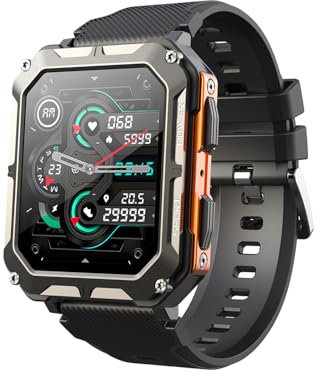 stahlgearwatch stahlgearsmartwatch, 1,81 HD-Display, Wasserdicht, Fitness- & Aktivitätstracker mit Schlafmonitor, Blutdruckmessung, Sportmodi – Kompatibel mit Android & iOS