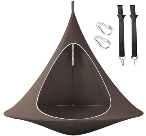 Nestschaukel Outdoor – Hängesessel für Drinnen und Draußen – Runde Schaukel Tragkraft 100–200 Kg, mit Gurten und Schnalle – Polyestergewebe,Braun,1.5 * 1.5m/59 * 59in