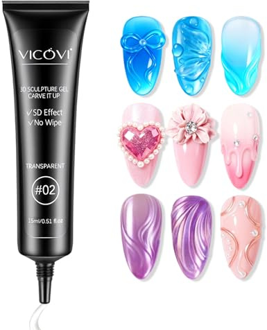 LOPHE 3D Gel Nail Art 15ml, Multifunktionell Rhinestone Glue Gel, Charms Glue für Nagel Carving, Sculpting, Nagelmodellage, Chrome Nail Powder