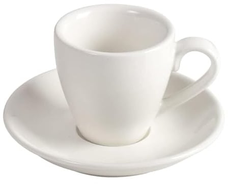 Kjzeex Espressotasse aus Porzellan mit Untertasse, Espresso-Schnapsbecher, 80 ml, Weiß
