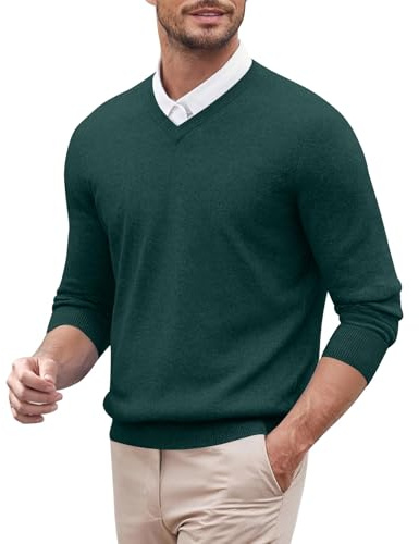 Jersey de punto para hombre, cuello de pico, monocolor, manga larga, jersey de invierno, sudadera de trabajo, suéter de negocios, tiempo libre, cachemira, jersey de punto