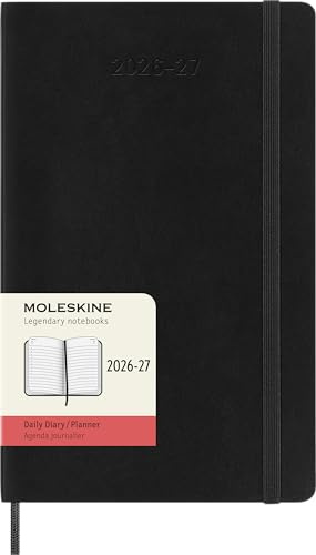 Moleskine Agenda Giornaliera 2026 2027 - Agenda 18 Mesi Con Copertina Morbida e Chiusura Elastica, Colore Nero, Formato Large 13 x 21 cm