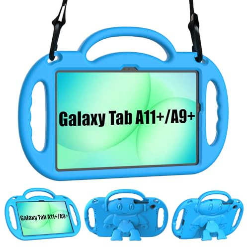 Sanyetral Kids Case for Samsung Galaxy Tab A11+ Plus 11inch/ A9+ (Blue) | Lightweight Samsung A11+/A9+ Tablet Case with Handle Stand+Shoulder Strap for Galaxy A11 Plus/A9 Plus 11