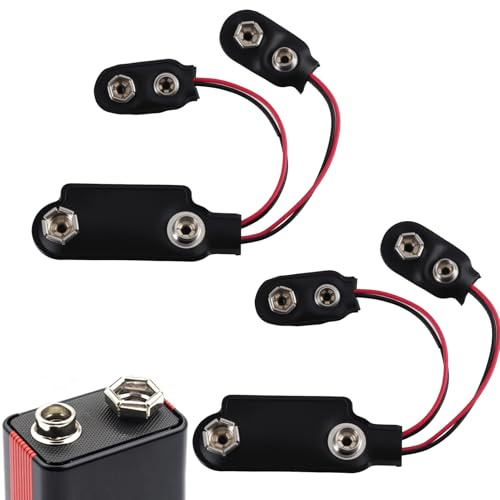 PP3 to PP9 Battery Adapter 2pcs, PP3 9V Battery to PP9 Snap Connector for Vintage Transistor Radios, Leather Snap T-Type Cable Connector, 9v Battery Connector, Lightweight Reusable Battery Adapter