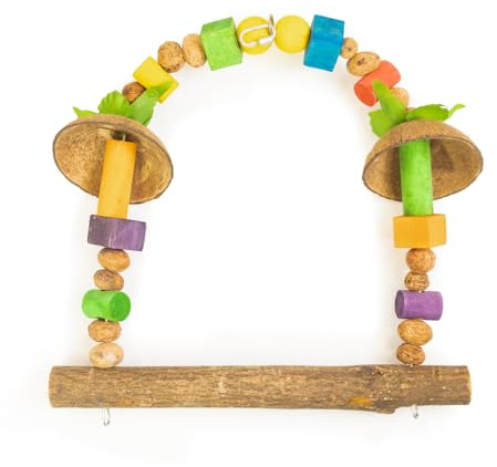HappyBird | Coconut Canopy Swing - natürliche Schaukel für Vögel | 45 x 41 x 13 cm
