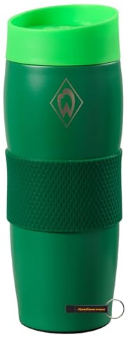 SV Werder Bremen Thermobecher Raute, Offizieller Fanartikel, Edelstahlbecher mit Werder-Raute & Silikon-Griff, isolierend für heiße & kalte Getränke – 350 ml