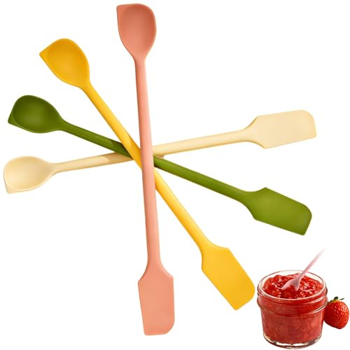4PCS Jar Scraper Silicone Spatula - Small Double-Headed Butter Spreader Tool - Mini Flexible Kitchen Utensil for Condiment Jars, Non-Stick Bottle Scraper for Cream and Baking Supplies