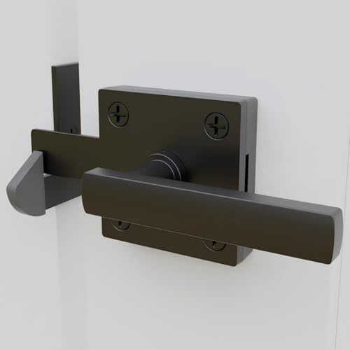 Double Sided Gate Latch, Self-Locking Heavy Duty Aluminium Gate Latch for Wooden Fence, Reversible Swing Door Lock for Garden, Yard or Farm - Black, 1.5-2.4 Inch