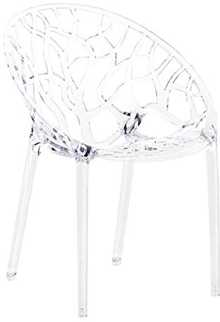 CLP Design-Gartenstuhl Crystal Kunststoff I Wetterbeständiger Stapelstuhl I Max. Belastbarkeit: 160 kg, Farbe:transparent