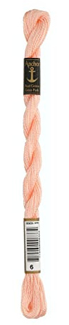 Anchor Perlgarn Stärke 5 4585000-00006 lachsrot Stickgarn, 100 % Baumwolle, 5g Strängchen