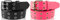 SCAMODA Nietengürtel im 2er Set mit Doppel-Lochnieten, Ösen und Dornschließe für Damen und Herren (Schwarz/Pink - 130/BW115 - Br. 3,5cm)