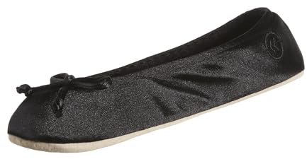 Isotoner Women's Satin Classic Ballerina Slippers, Large, Black