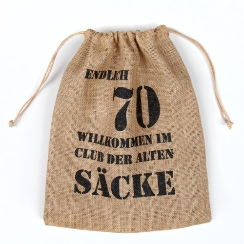 Cera & Toys® Alter Sack mit Jahreszahl 70 als Geschenkverpackung 100% biologisch abbaubar, umweltfreundlich