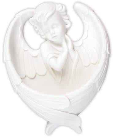 Ange gardien du Bénitier – Ailes d'ange en résine Blanc. Cadeau religieux.