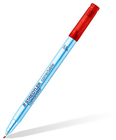 STAEDTLER 305 F-2 Lumocolor correctable Folienstift F-Spitze, circa 0.6 mm, 10 Stück im Kartonetui, rot