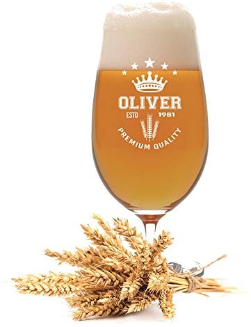 LEONARDO Pilstulpe mit Gravur Motiv 01 Krone - Geschenkidee Bierglas mit Wunsch-Name graviert Vatertag