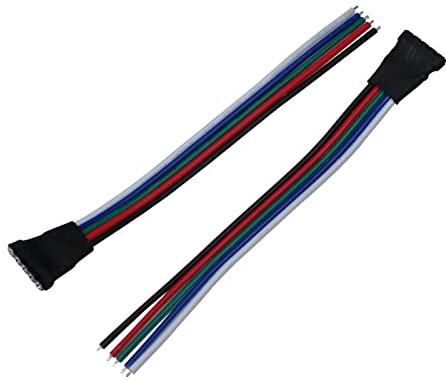 5x 10cm RGBW LED Steckverbinder mit Kabel Schnellverbinder 5 Pin Buchse -> offene Kabelenden