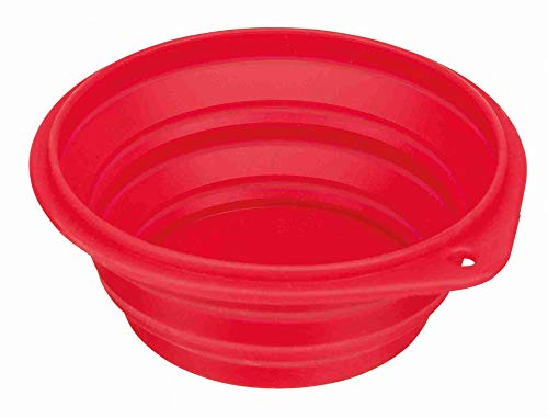 TRIXIE Ecuelle de voyage pliable - 0,5 l - ø 14 cm - lavable au lave-vaisselle - convient pour le micro-ondes - TPE - 1 pièce - diverses couleurs - choix aléatoire - 25011