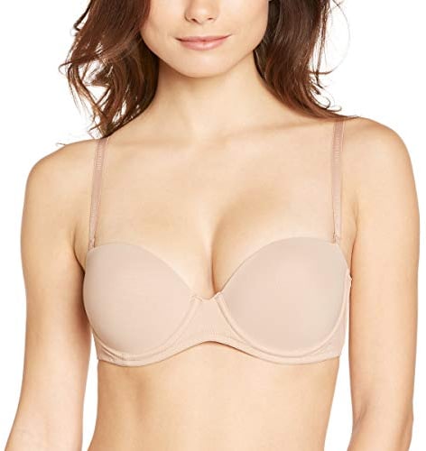 Calvin Klein Damen Trägerloser BH Strapless Push Up Stretch, Beige (Sand Dune), 80B