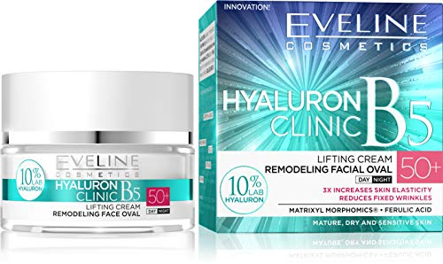Eveline Cosmetics Hyaluron Expert Day/Night Cream 50+ HYALURON EXPERT™ Anti-Aging Moisturizer with TRI-HYALURON 24h SYSTEM™