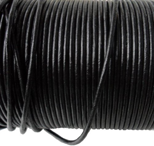 Auroris Cordon en Cuir Rond Noir Ø 2 mm Rouleau de 10 mètres