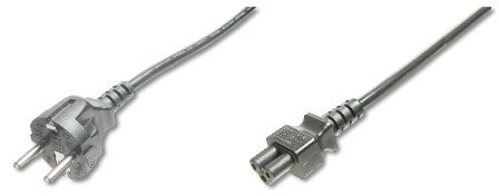 DIGITUS Cable de conexión a la red eléctrica, 1.8 m, CEE 7/7 (Tipo-F) a C5, enchufe, enchufe, H05VV-F3G, 0.75 mm²