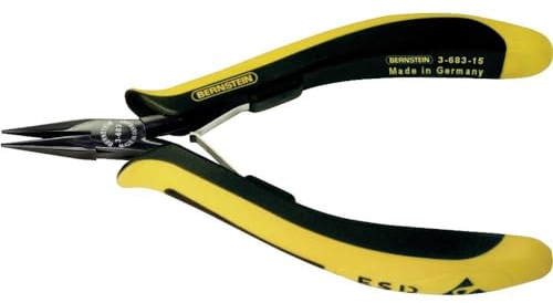 Bernstein Euroline-Conductive 3-683-15 Short Needle Nose Pliers 130 mm Conductive Two-Colour Handle