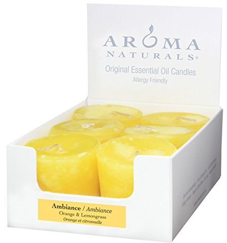Aroma Naturals Ambiance - Candela votiva, 6 pezzi, colore: giallo/arancione/citronella