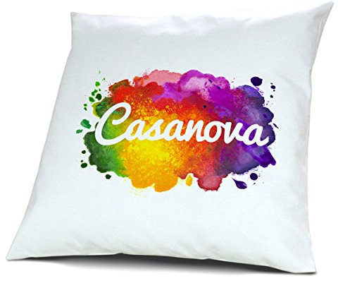 digital print Kopfkissen mit Namen Casanova - Motiv Color Paint, 40 cm, 100% Baumwolle, Kuschelkissen, Liebeskissen, Namenskissen, Geschenkidee
