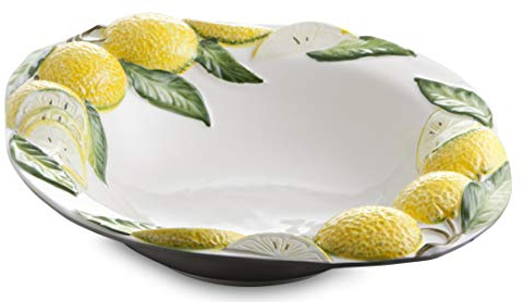 Bassano Ausgefallene italienische Keramik Runde große Zitronen Obstschale 34,5x10