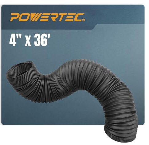 POWERTEC 70128 Tuyau de collecte de poussière flexible 10,2 cm