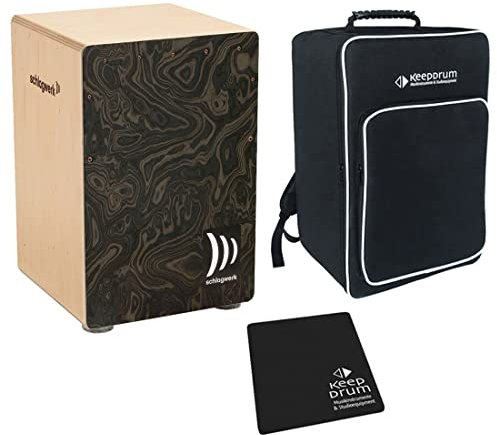 Schlagwerk CP 4006 Cajon la Peru Night Burl + keepdrum Gig Bag + CP-01 Pad