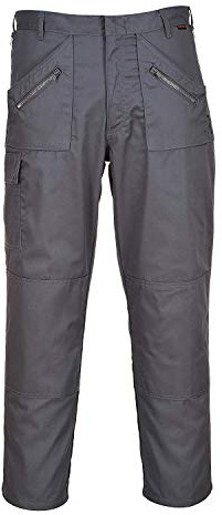 Portwest S887 Action Trousers Multi Pocket Secure Storage Reinforced Seams | Grey, 36 Waist, UPF 50+, Straight Fit, Durable Polycotton Fabric, 35% Cotton, 65% Polyester, Zip Front, Zip Closure, Workwear