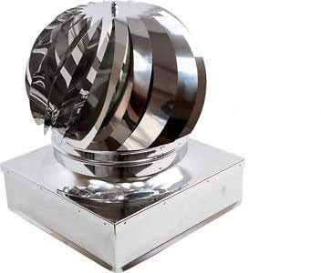 Mistermoby Aspiratore Aspiratore Girevole Eolico in Acciaio Inox Aspira Fumo e Fumi Comignolo Dimensioni 42X42 Centimetri